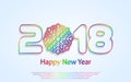 Vector Happy New Year 2018 background with paper cuttings