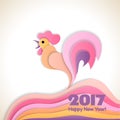 Happy new year background with rooster, symbol of 2017 on the Chinese calendar. Royalty Free Stock Photo