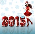 Happy New 2015 Year background with Santa girl Royalty Free Stock Photo