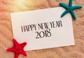 Happy New year background with sea star Royalty Free Stock Photo