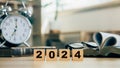 happy new year 2023 background.2023 wooden text block on the table.Business, planning, growth, Risk Management, Finance and Royalty Free Stock Photo