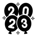 Happy new year 2023 balloon celebration vector icon