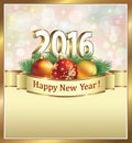 Happy New Year 2016 with balls Royalty Free Stock Photo