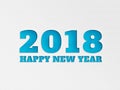 Happy New Year 2018 banner background flower with paper cut out effect in blue color.