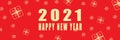 Happy New year 2021 banner. Christmas banner. new year red background