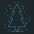 Happy new year 2021 banner with Christmas Tree and modern geometric abstract background in modern style. happy new year greeting Royalty Free Stock Photo