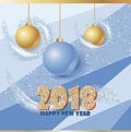Happy new year banner with clossy balls and sparkle stardust. Magic decor for your selebration. Royalty Free Stock Photo