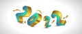 Happy New Year 2022 Banner Design with 3D Numbers in Green and Gold Gradient