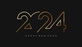 Happy new year 2024 banner. Golden Vector luxury text 2024 Happy new year