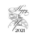 Happy New Year 2021 banner in lletter and mostera style for seasonal holidays flyers  greetings and invitations  christmas themed Royalty Free Stock Photo