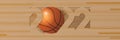 Happy New Year 2022 banner with numbers 2022 and decoration with basketball ball and basketball court. Paper cut. Vector Royalty Free Stock Photo