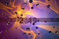 Happy New Year Banner with 2019 Numbers made by metal covered by aerography over colorful wall Background full of round Royalty Free Stock Photo