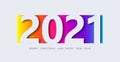 Happy New Year 2021 banner in paper cut style. Design for social media, promotion, sale, seasonal holidays flyers, greetings, Royalty Free Stock Photo