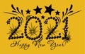 Happy New Year 2021 banner in paper cut style for seasonal holidays flyers  greetings and invitations  christmas themed Royalty Free Stock Photo