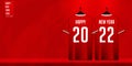 Happy New Year 2022 banner with soccer jersey, football kit on soccer field background. Royalty Free Stock Photo