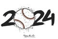 Happy New Year 2024 and baseball ball Royalty Free Stock Photo