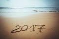 Happy New Year 2017 on the beach Royalty Free Stock Photo