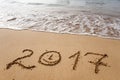 Happy New Year 2017 on the beach Royalty Free Stock Photo