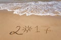 Happy New Year 2017 on the beach Royalty Free Stock Photo