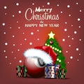 Happy New Year. Billiard ball and Christmas tree Royalty Free Stock Photo