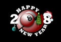 Happy new year and billiard ball Royalty Free Stock Photo