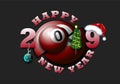 Happy new year 2019 and billiard ball Royalty Free Stock Photo