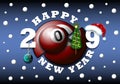 Happy new year 2019 and billiard ball Royalty Free Stock Photo