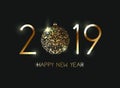 Happy New Year 2019 on black background eps 10.