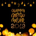 Happy new year 2019 on a black background. Royalty Free Stock Photo