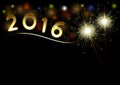 2016 Happy New Year black background with sparklers