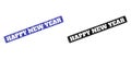 HAPPY NEW YEAR Black and Blue Rounded Rectangular Stamp Seals with Grunged Surfaces