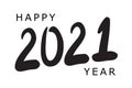 Happy new year 2021 black color text lettering