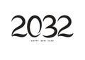 2032 happy new year black color vector, 2032 number design, 2032 year vector illustration, Black lettering number template,
