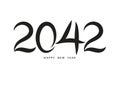 2042 happy new year black color vector, 2042 number design, 2042 year vector illustration, Black lettering number template,