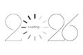2026 Happy New Year black loading bar. Decorative loading spinning icon. Digital clock. Computer network digits. Vector Royalty Free Stock Photo