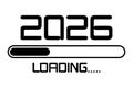 2026 Happy New Year black loading bar. Decorative loading spinning icon. Digital clock. Computer network digits. Vector Royalty Free Stock Photo