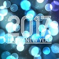 Happy new year 2017 on blue bokeh circle background eps10 Royalty Free Stock Photo