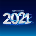 Happy 2021 new year blue number with bright sparkles. Festive premium design template for greeting card, calendar, banner. glowing Royalty Free Stock Photo