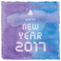 Happy new year 2017 on blue and violet watercolor background Royalty Free Stock Photo