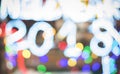 Happy new year 2018, blurred bokeh lights background Royalty Free Stock Photo