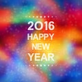 Happy new year 2016 with bokeh and lens flare pattern in colorful background