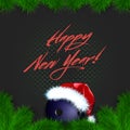 Happy New year. Bowling ball in a santa hat Royalty Free Stock Photo