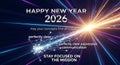Happy new year 2026 bright abstract exploding light streaks with inspirational text Royalty Free Stock Photo