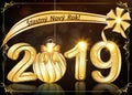 Happy New Year 2019 - brown greeting card with Czech text Royalty Free Stock Photo