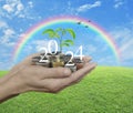 Happy new year 2024 business ecological cover concept