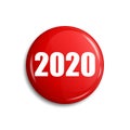 Happy New 2020 Year button. Red glossy blank badge decoration - vector Royalty Free Stock Photo