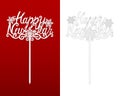 Happy New Year Cake topper. Vector template with snowflake