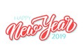 Happy New Year 2019 calligraphic lettering text design card template. Creative typography for new year holiday greetings. Royalty Free Stock Photo
