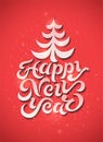 Happy New Year! Calligraphic retro Christmas greeting card design. Vector illustration.