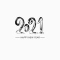 Happy new year. 2021. Calligraphy dry brush vector template.
